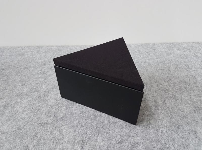 2-pack painted Triangular Object Plinth with upholstered Topper 