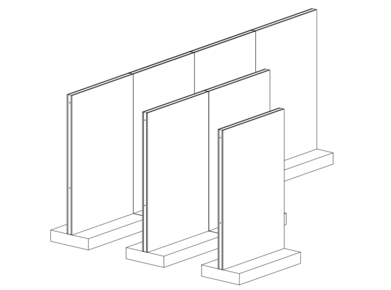 T1 Wall System - 1, 2 and 4 standard wall module configuration