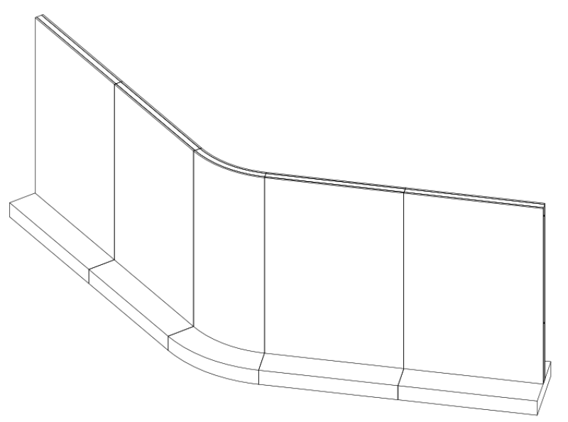T1 Wall System - Standard straight module and 45deg curved junction configuration