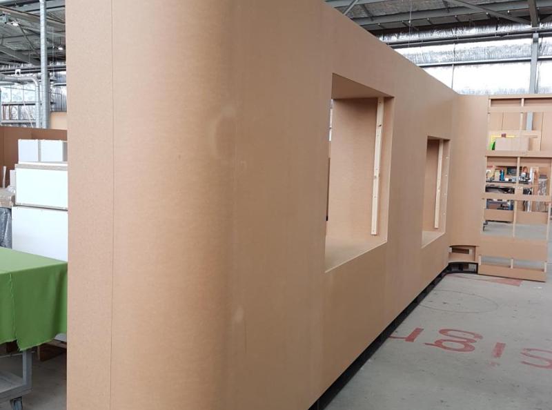 Joinery Wall with bull-nose return & showcase apertures